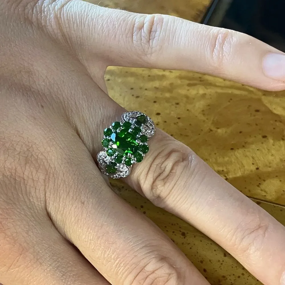 Natural Chrome Diopside Sterling Silver Ring Size 6